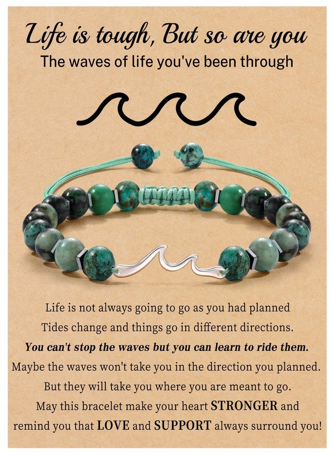 Sistble Wave Bracelet for Women, Inspirational Gifts for Women Natural Stone Beaded Bracelets Spiritual Get Well Soon Encouragement Gifts Life Is Tough Wave Jewelry Birthday Gift Ideas - Image 1